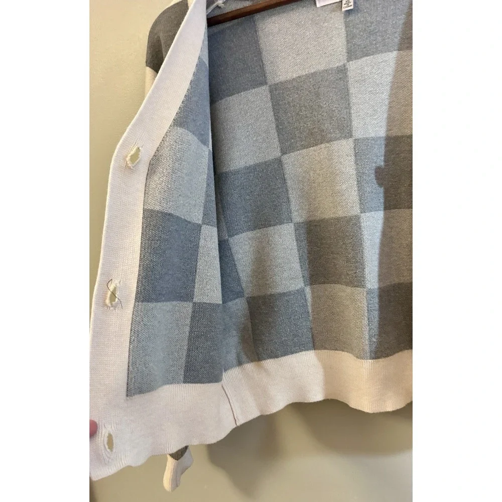 Willow‎ And Wind XS Checkered Cardigan Ivory/grey. Valentine's Girly Slay Crop - Picture 13 of 16